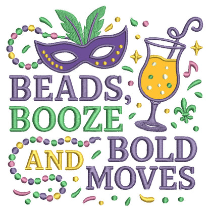 🎭🍹💃 Beads, Booze, and Bold Moves – Mardi Gras Applique Machine Embroidery Design