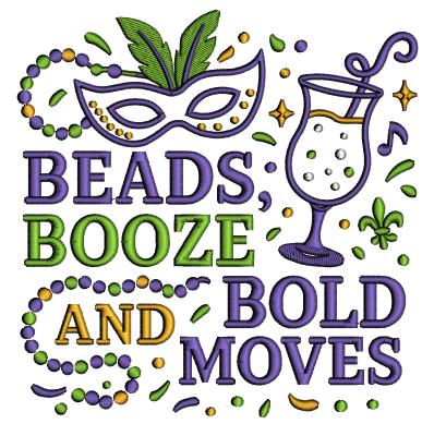 🎭🍹💃 Beads, Booze, and Bold Moves – Mardi Gras Applique Machine Embroidery Design
