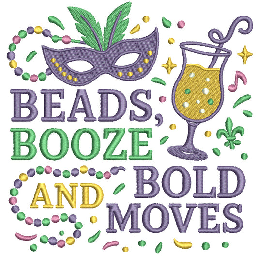 🎭🍹💃 Beads, Booze, and Bold Moves – Mardi Gras Filled Machine Embroidery Design