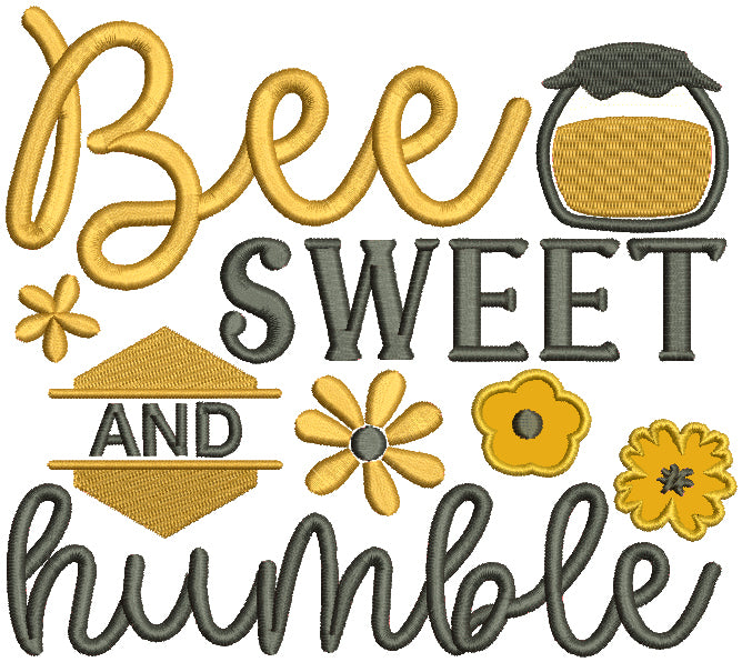 Bee Sweet And Humble Spring Applique Machine Embroidery Design Digitized Pattern