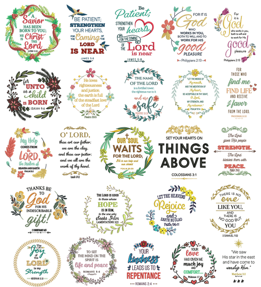 📖✨ Bible Verses Power Pack #2 – 24 Religious Machine Embroidery Designs
