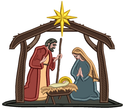 Birth Of Christ Christmas Applique Machine Embroidery Design Digitized Pattern