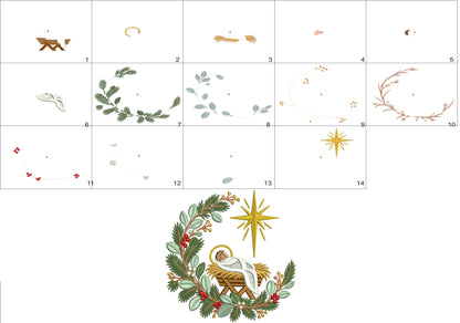 Baby Jesus Nativity Scene Machine Embroidery Design - Filled Pattern