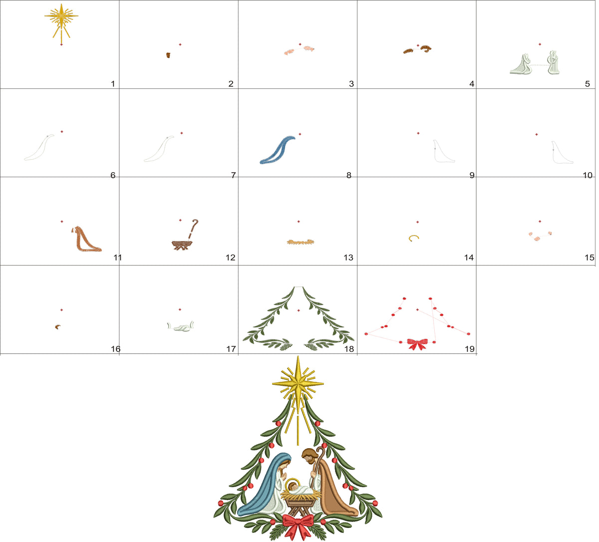 Nativity Scene Birth of Christ With Mary and Joseph Christmas Machine Embroidery Design - Applique