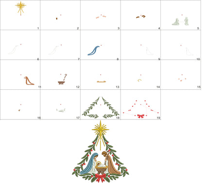 Nativity Scene Birth of Christ With Mary and Joseph Christmas Machine Embroidery Design - Applique