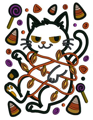 Black Cat Halloween Machine Embroidery Design - Applique