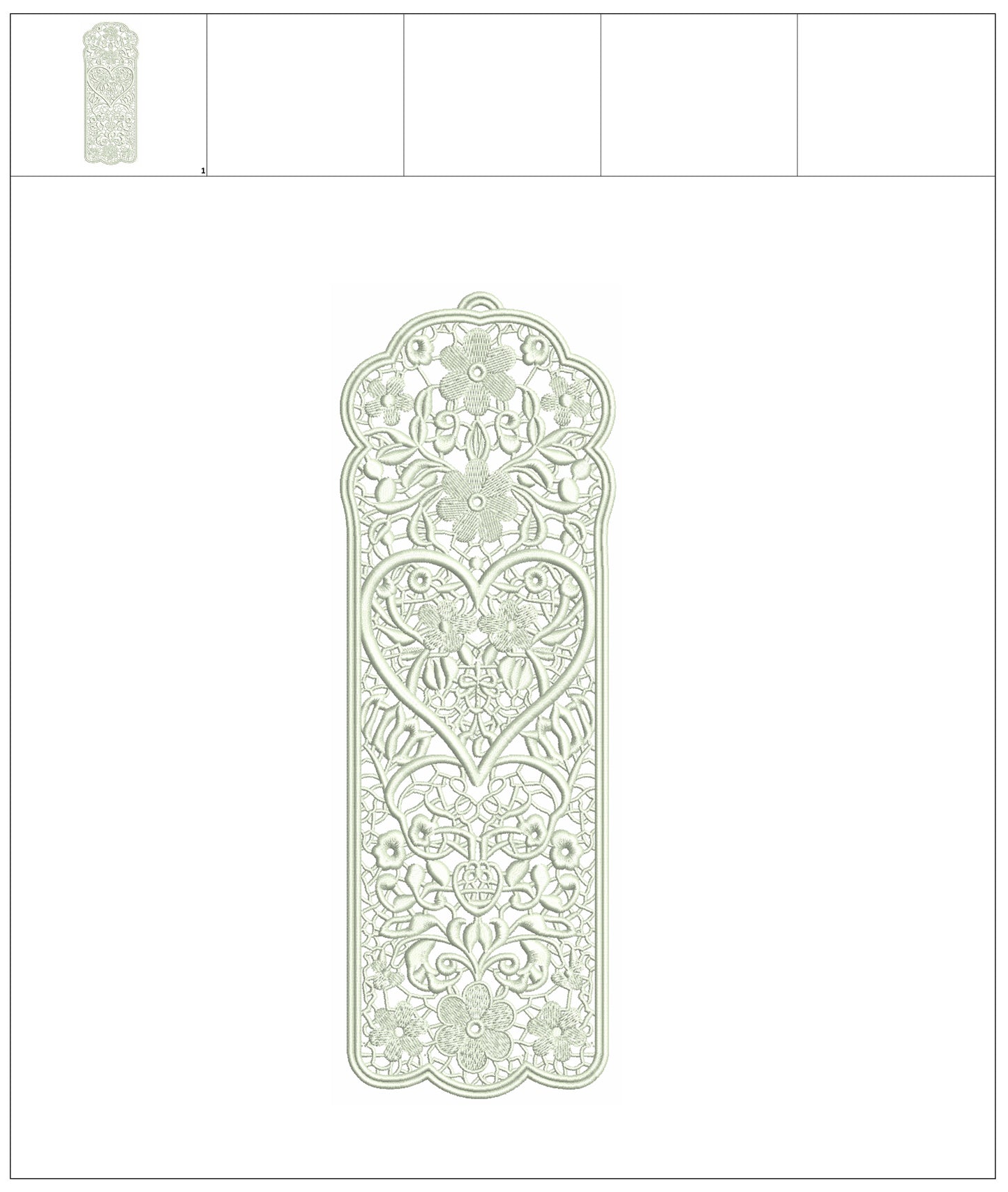 Free-Standing Lace (FSL) Bookmark With Heart Machine Embroidery Design Digitized Pattern