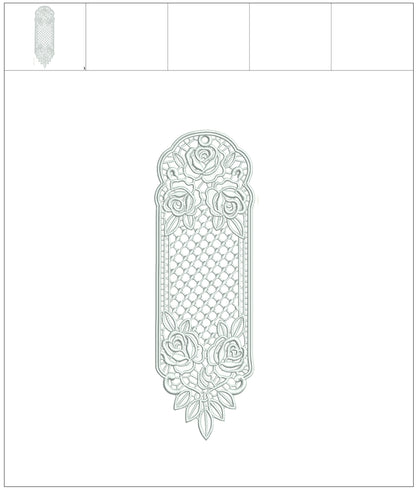 Free-Standing Lace (FSL) Bookmark With Roses Machine Embroidery Design Digitized Pattern