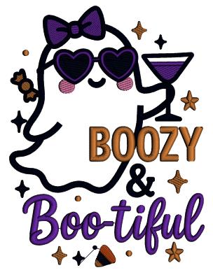 Ghost With Martini Halloween Machine Embroidery Design - Applique