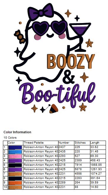 Ghost With Martini Halloween Machine Embroidery Design - Applique