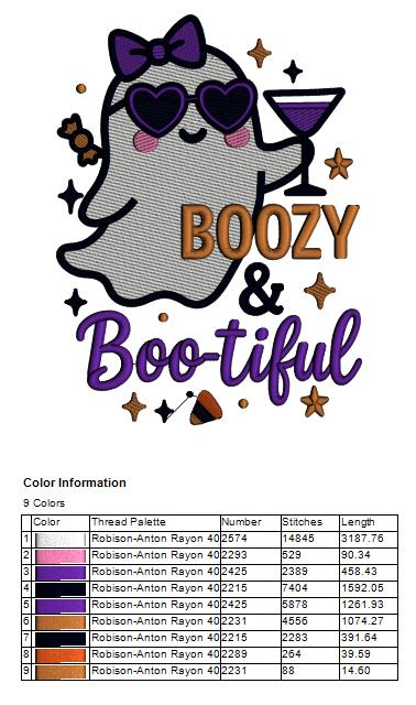 Ghost With Martini Halloween Machine Embroidery Design - FIlled