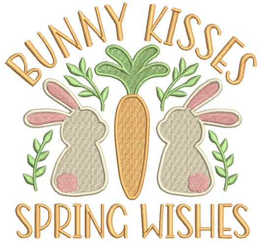 Bunny Kisses Spring Wishes Easter Bunny Filled Machine Embroidery Design Digitized Pattern