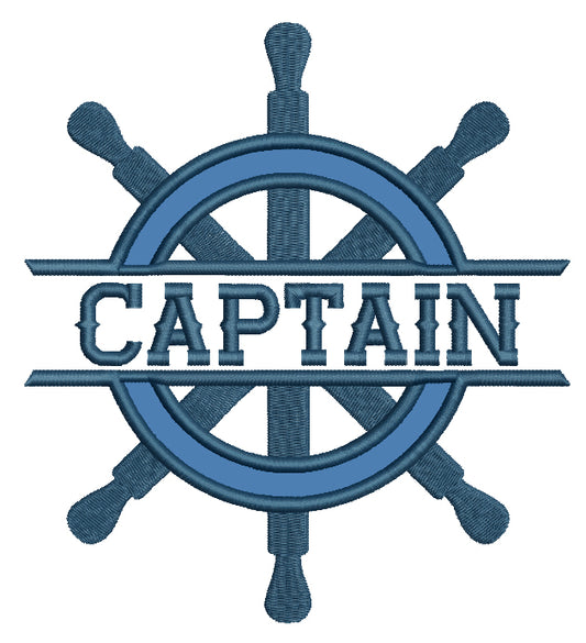 Captain Ship's Wheel Marine Applique Machine Embroidery Design Digitized Pattern