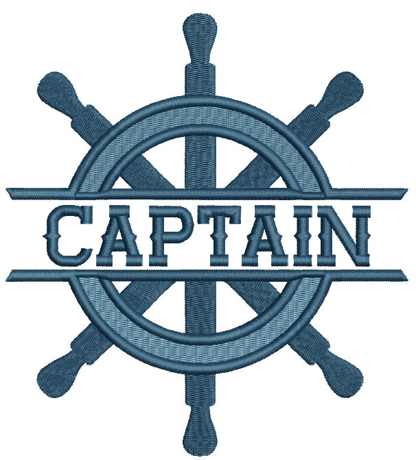 Captain Ship's Wheel Marine Filled Machine Embroidery Design Digitized Pattern