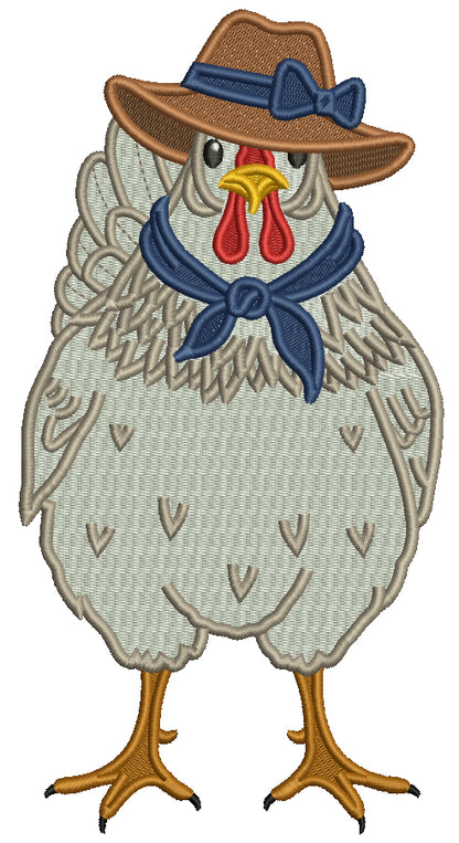 Chicken Wearing Large Hat Filled Machine Embroidery Design Digitized Pattern