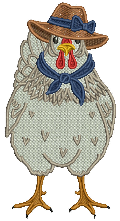 Chicken Wearing Large Hat Filled Machine Embroidery Design Digitized Pattern
