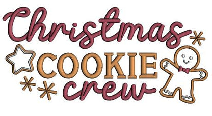 Christmas Cookie Crew Gingerbread Man Applique Machine Embroidery Design Digitized Pattern