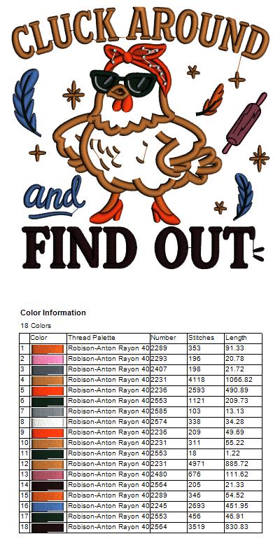 Cluck Around and Find Out Chicken Applique Machine Embroidery Design – Funny Farm Chicken Applique Pattern