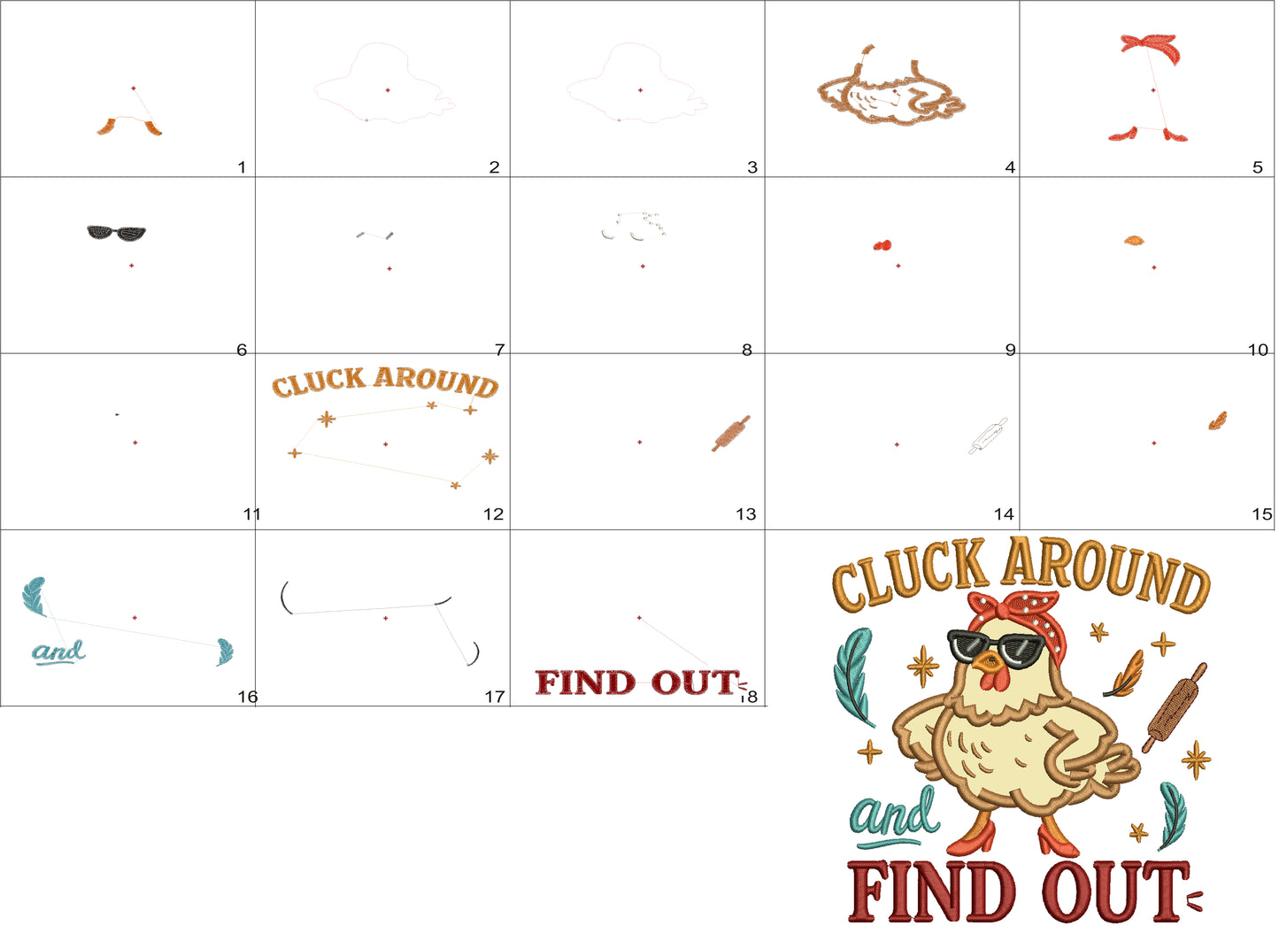 Cluck Around and Find Out Chicken Applique Machine Embroidery Design – Funny Farm Chicken Applique Pattern