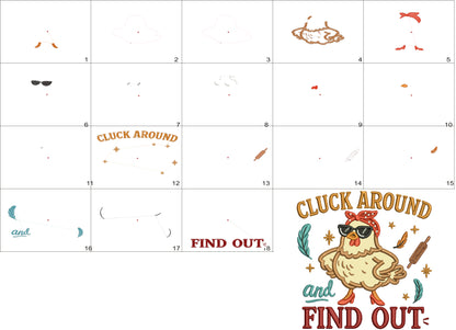 Cluck Around and Find Out Chicken Applique Machine Embroidery Design – Funny Farm Chicken Applique Pattern