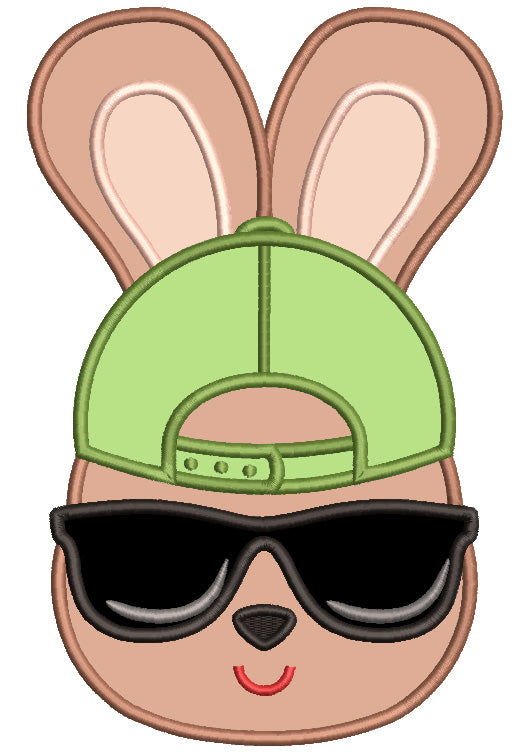 Cool Eastern Bunny Wearing Baseball Hat Applique Machine Embroidery Design Digitized Pattern