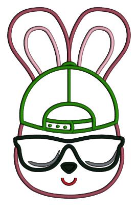 Cool Eastern Bunny Wearing Baseball Hat Applique Machine Embroidery Design Digitized Pattern