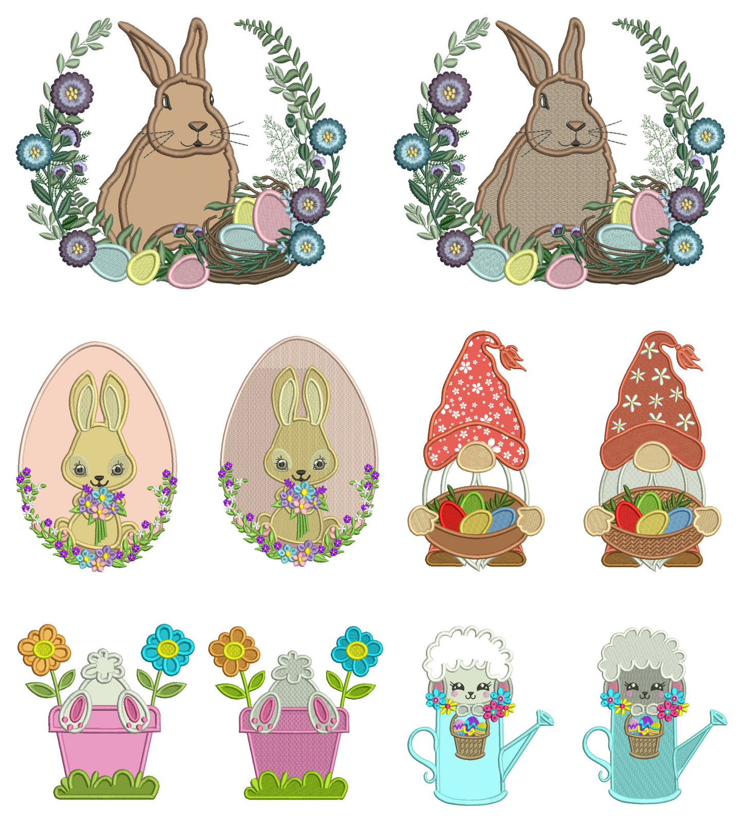 🐇 Easter Ready-to-Stitch Collection #1 – 10 Designs (Appliqué and Filled In Files Included)