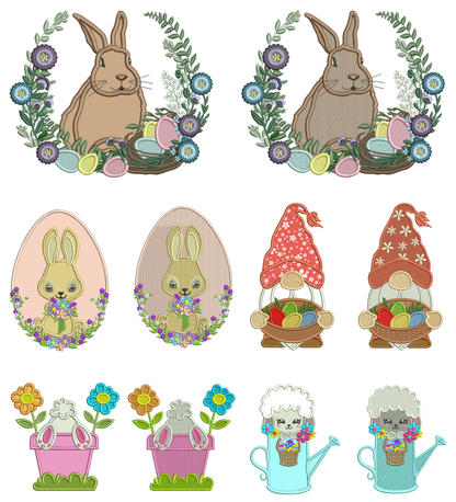 🐇 Easter Ready-to-Stitch Collection #1 – 10 Designs (Appliqué and Filled In Files Included)