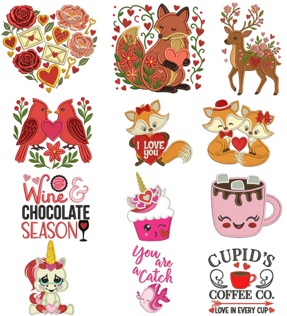 Valentine's Day Machine Embroidery Designs Set 1 – 24 Designs