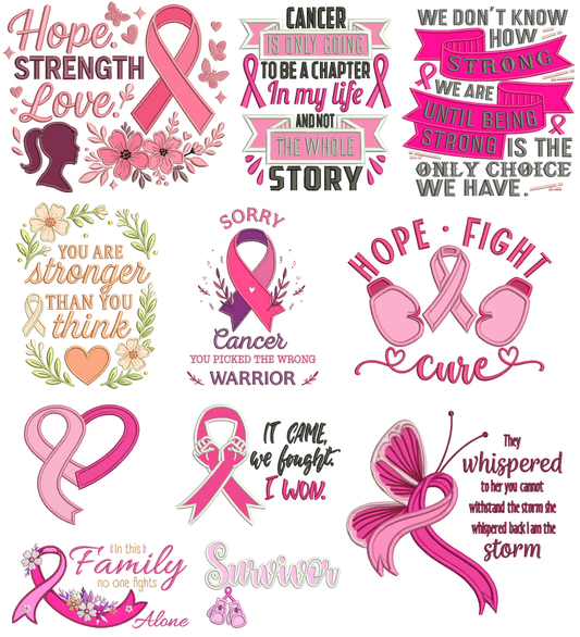 Breast Cancer Awareness Set - 24 Machine Embroidery Designs