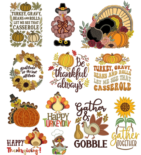 Thanksgiving Set 2 - 24 Machine Embroidery Designs