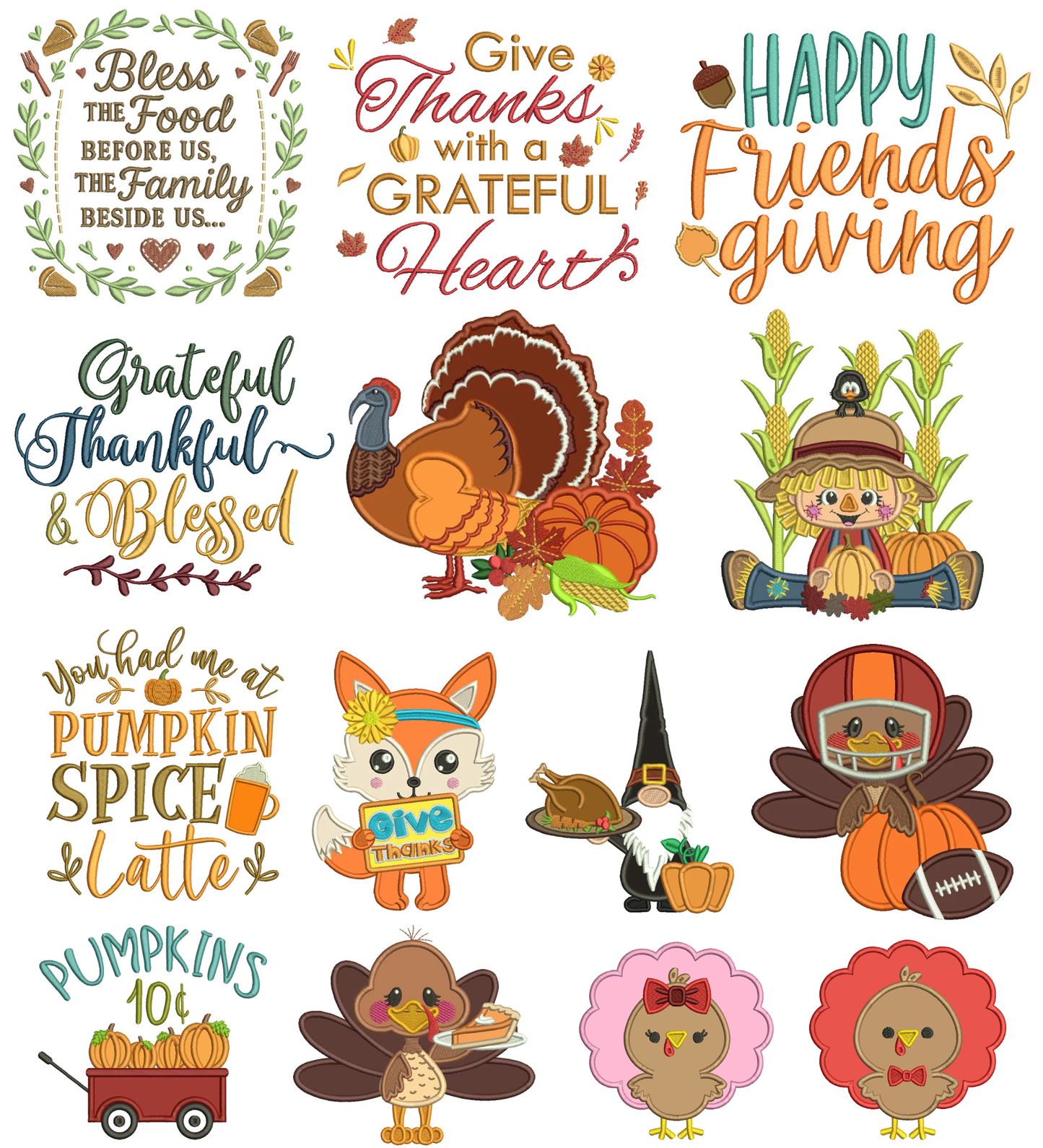 Thanksgiving Machine Embroidery Set 7 - 24 Machine Embroidery Designs