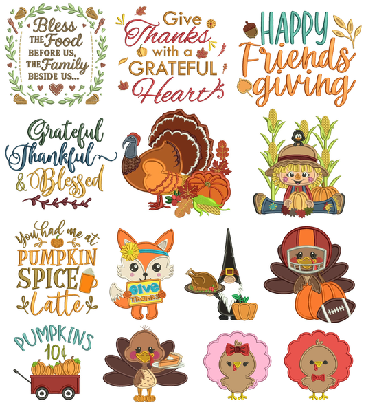 Thanksgiving Machine Embroidery Set 7 - 24 Machine Embroidery Designs