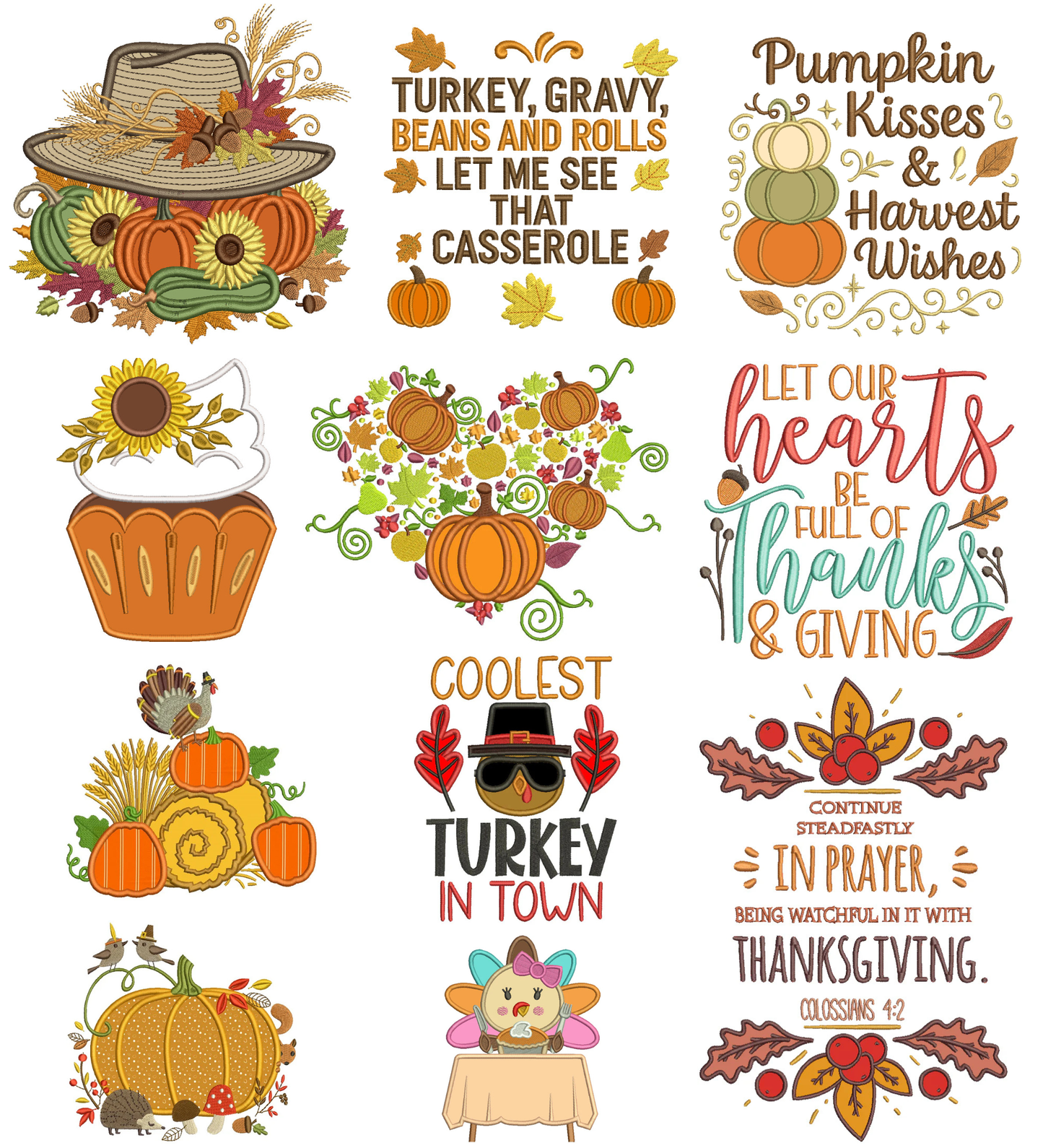 Thanksgiving Set 6 - 24 Machine Embroidery Designs