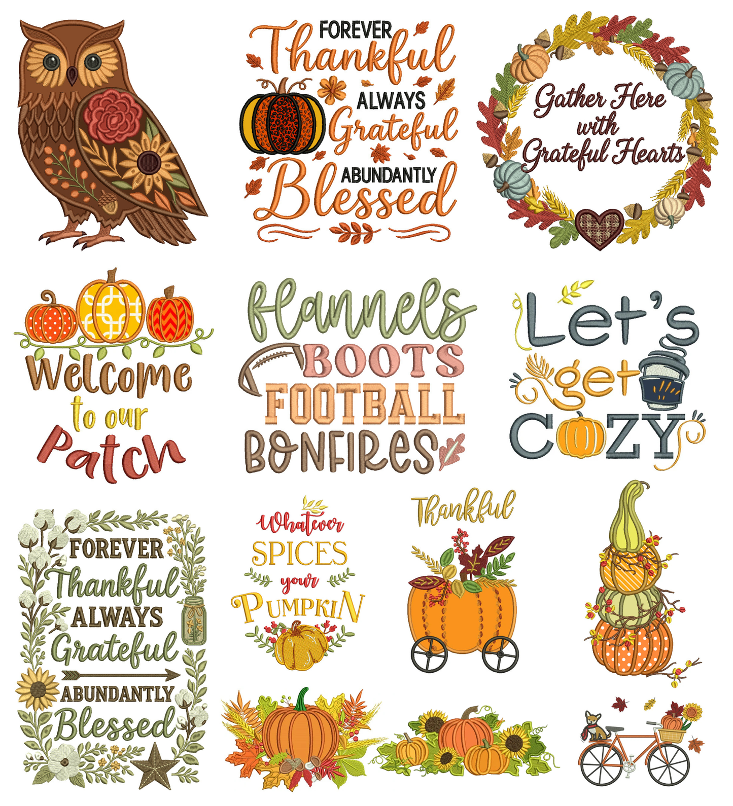 Thanksgiving Set 5 - 24 Machine Embroidery Designs