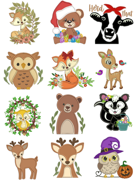 Cute Animals Set - 24 Machine Embroidery Designs