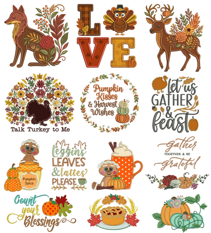 Thanksgiving Set 4 - 24 Machine Embroidery Designs