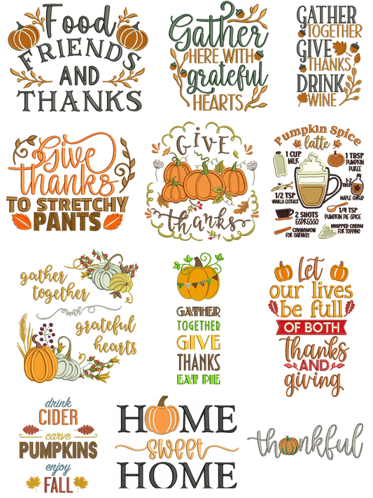 Thanksgiving Set - 24 Machine Embroidery Designs