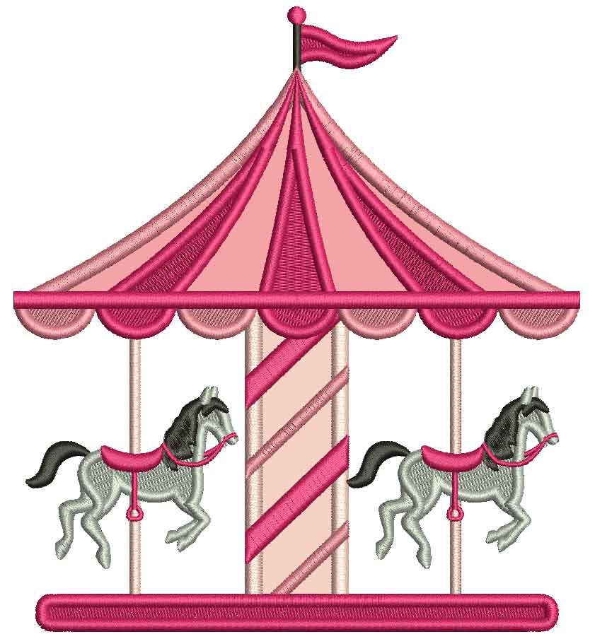 County Fair Carousel Valentine's Day Love Applique Machine Embroidery Design Digitized Pattern