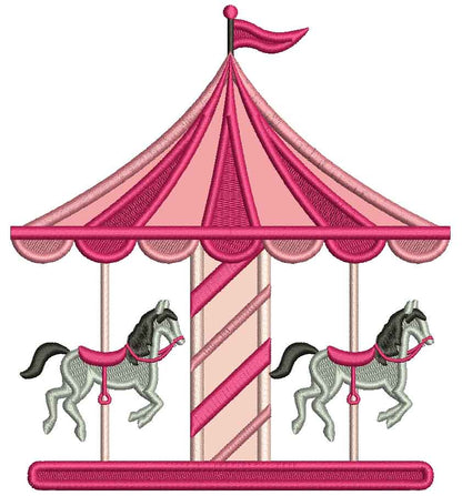 County Fair Carousel Valentine's Day Love Applique Machine Embroidery Design Digitized Pattern