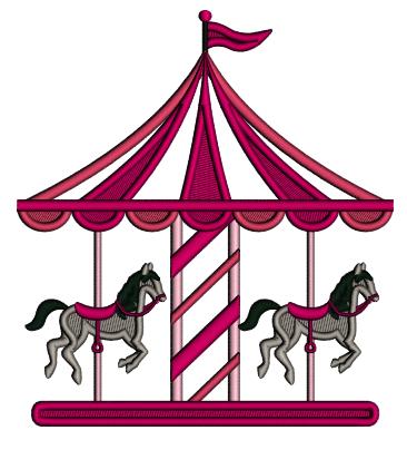 County Fair Carousel Valentine's Day Love Applique Machine Embroidery Design Digitized Pattern
