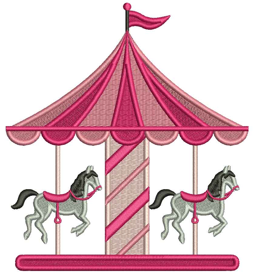 County Fair Carousel Valentine's Day Love Filled Machine Embroidery Design Digitized Pattern