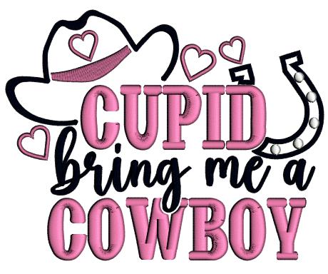 Cupid Bring Me a Cowboy Valentine's Day Love Applique Machine Embroidery Design Digitized Pattern
