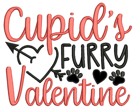 Cupid's Furry Valentine Dog Paws And Heart Applique Machine Embroidery Design Digitized Pattern