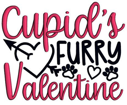 Cupid's Furry Valentine Dog Paws And Heart Applique Machine Embroidery Design Digitized Pattern