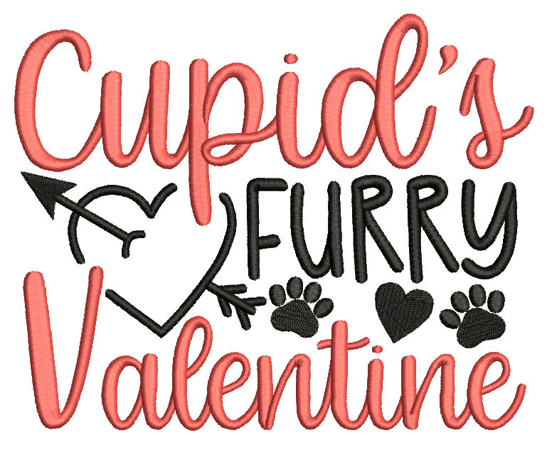Cupid's Furry Valentine Dog Paws And Heart Filled Machine Embroidery Design Digitized Pattern