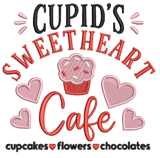 Cupid's Sweetheart Cafe Valentine's Day Love Filled Machine Embroidery Design Digitized Pattern