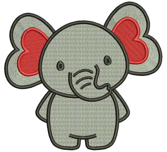 Cute Baby Elephant With Hearts Valentine's Day Love Filled Machine Embroidery Design Digitized Pattern