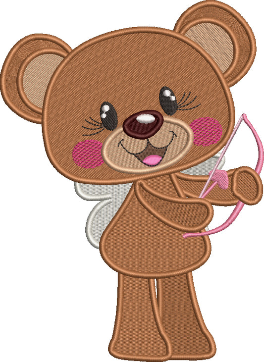 Cute Bear Cupid With a Bow And Arrow Valentine's Day Love Filled Machine Embroidery Design Digitized Pattern