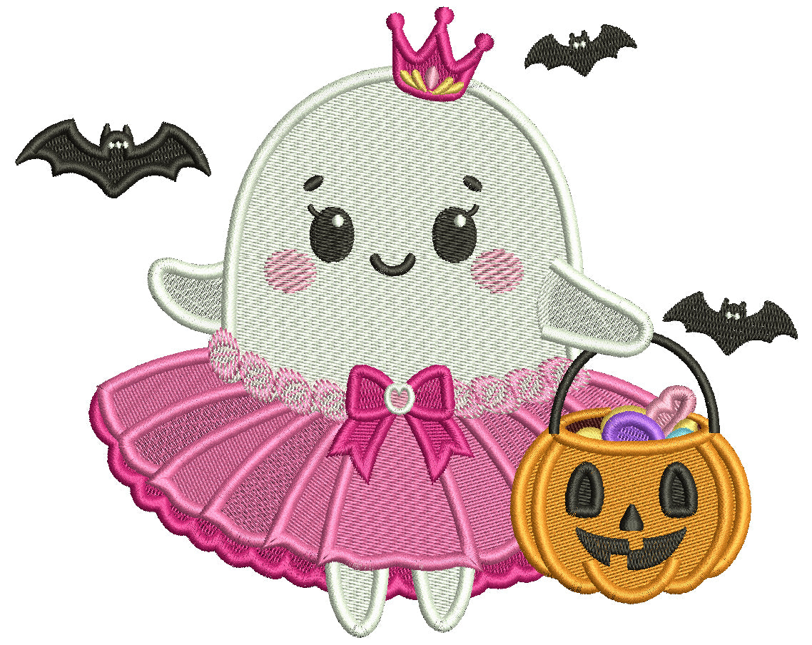 Cute Little Ballerina Baby Girl Ghost Halloween Filled Machine Embroid ...